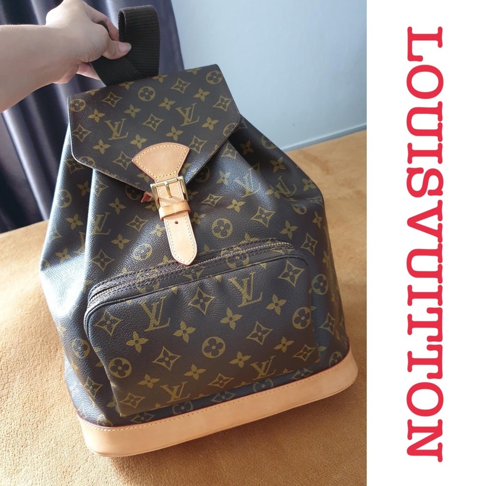 ✏️NEW COWHIDE🎉LOUIS VUITTON MONTSOURIS GM BACKPACK MONOGRAM LARGE SIZE 🌟🌟